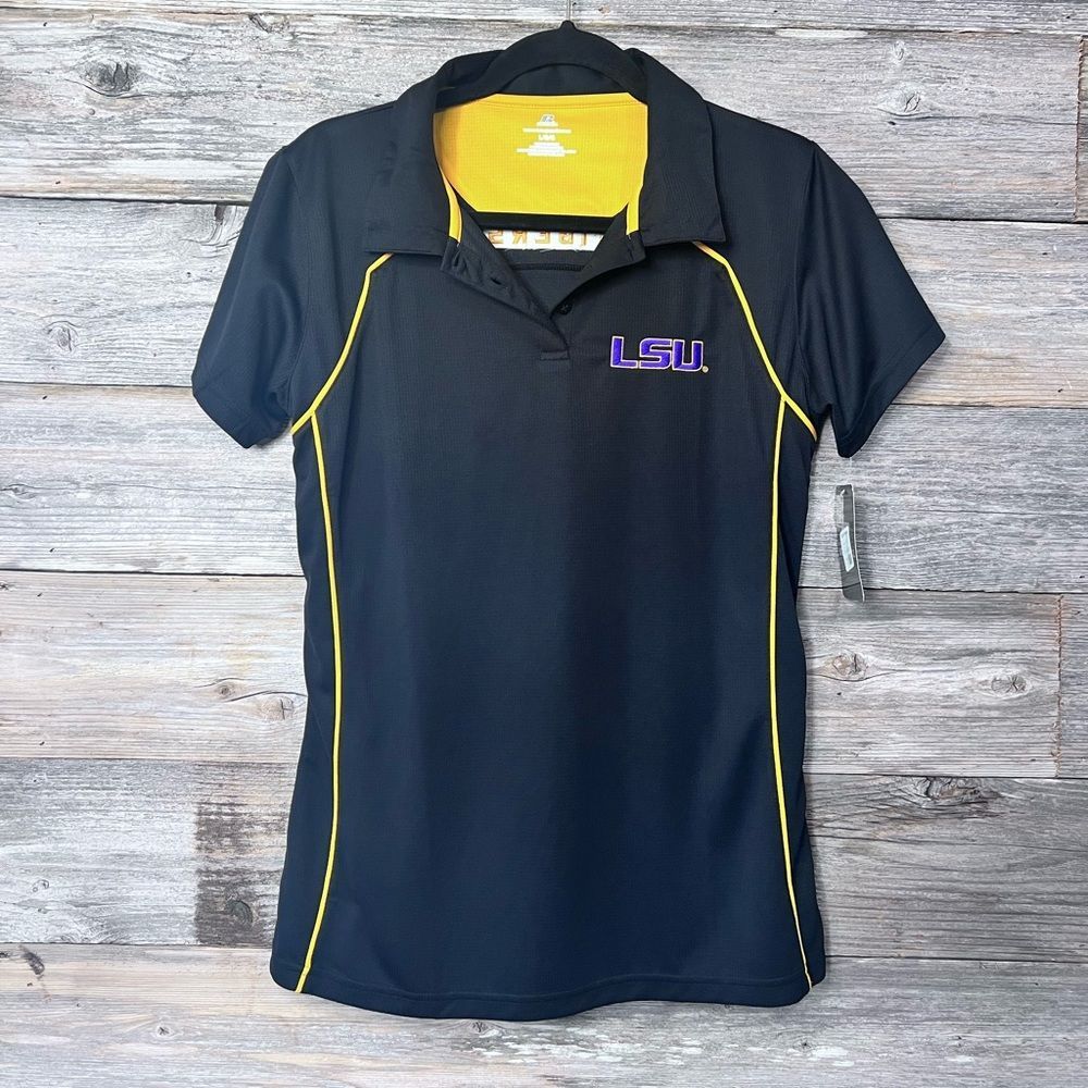 NWT LSU Slim Dry Fit Collared Shirt Russell Large Black 💗